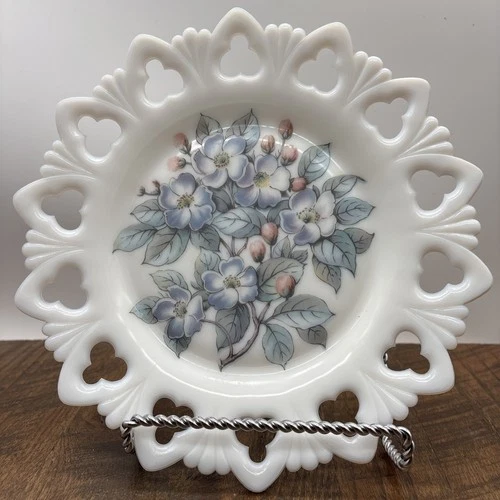 Vintage Mid Century Kemple Milk Glass Plate 9.5 Inch