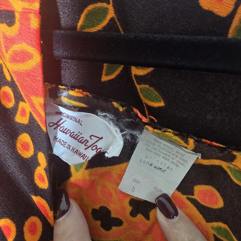 Винтажный 70-х гавайский Tog макси платье женщин размер 4 психоделический цветочный богемное фестиваль - Изображение 4 из 4