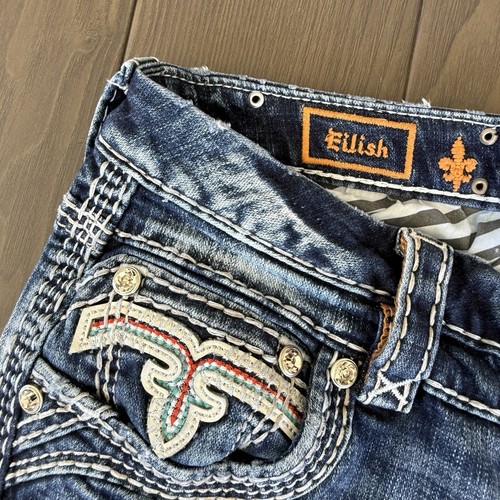 Rock Revival Jeans Womens 30x29 Mid Rise Skinny Blue Embellished Denim *Read* - Picture 13 of 19