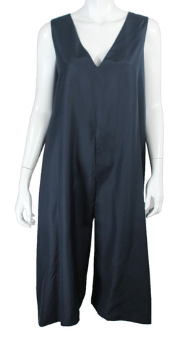 THE ROW Navy Blue Silk Woven Sleeveless Slit-Front Tunic Top 8