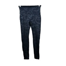 SPANX Black Camo Print Faux Leather Leggings size large