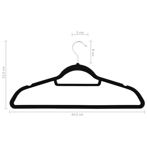 vidaXL Hanger Set of 50 Black ABC plastic, zinc alloy, velvet Standard - Picture 7 of 7