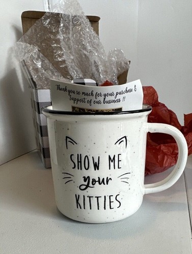 Tazza caffè Mainevent Show Me Your Kitties Made in USA nuova con scatola - Foto 1 di 14