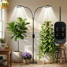 Grow Light for Indoor Plants 48W LED Full Spectrum w/3/9/12/16H Timer Dimmable