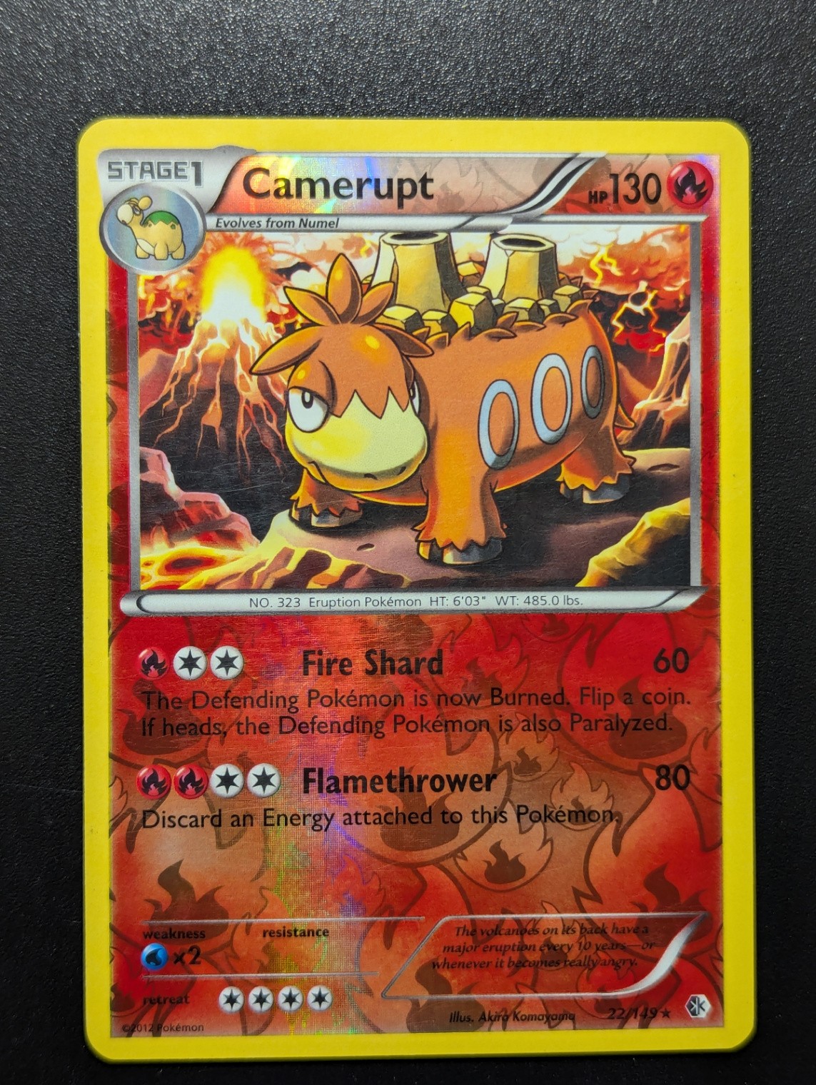 Camerupt Reverse Holo Rare Boundaries Crossed 22/149 NM
