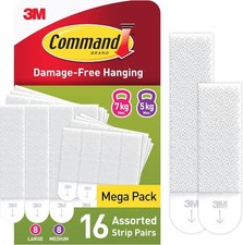 Command Picture Hanging Strips Value Pack - 8 Medium & 8 Large Pairs for Damage- 1.98 per strip