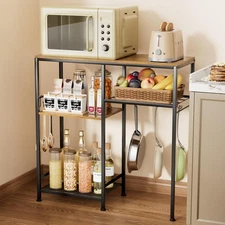 Microwave Stand, Adjustable Coffee Bar Cabinet, Multifunctional Pan Organizer...