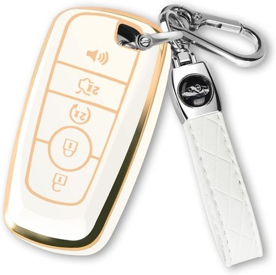 Key Fob Cover with Keychain, Soft TPU Key Case Shell Full Prote Color: A:white