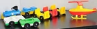 Vintage Fisher-Price Little People Vehicle Lot Train 3 Cars & Helicopter