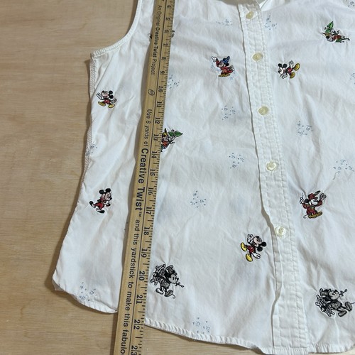 Vtg Disney Store Shirt Y2K Mickey Mouse Button White Embroidered Sleeveless M - Picture 6 of 6