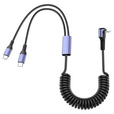 JSADZKJ 90 Degree USB Type C Spring Cable C to 2 C Y 1.6ft 6ft