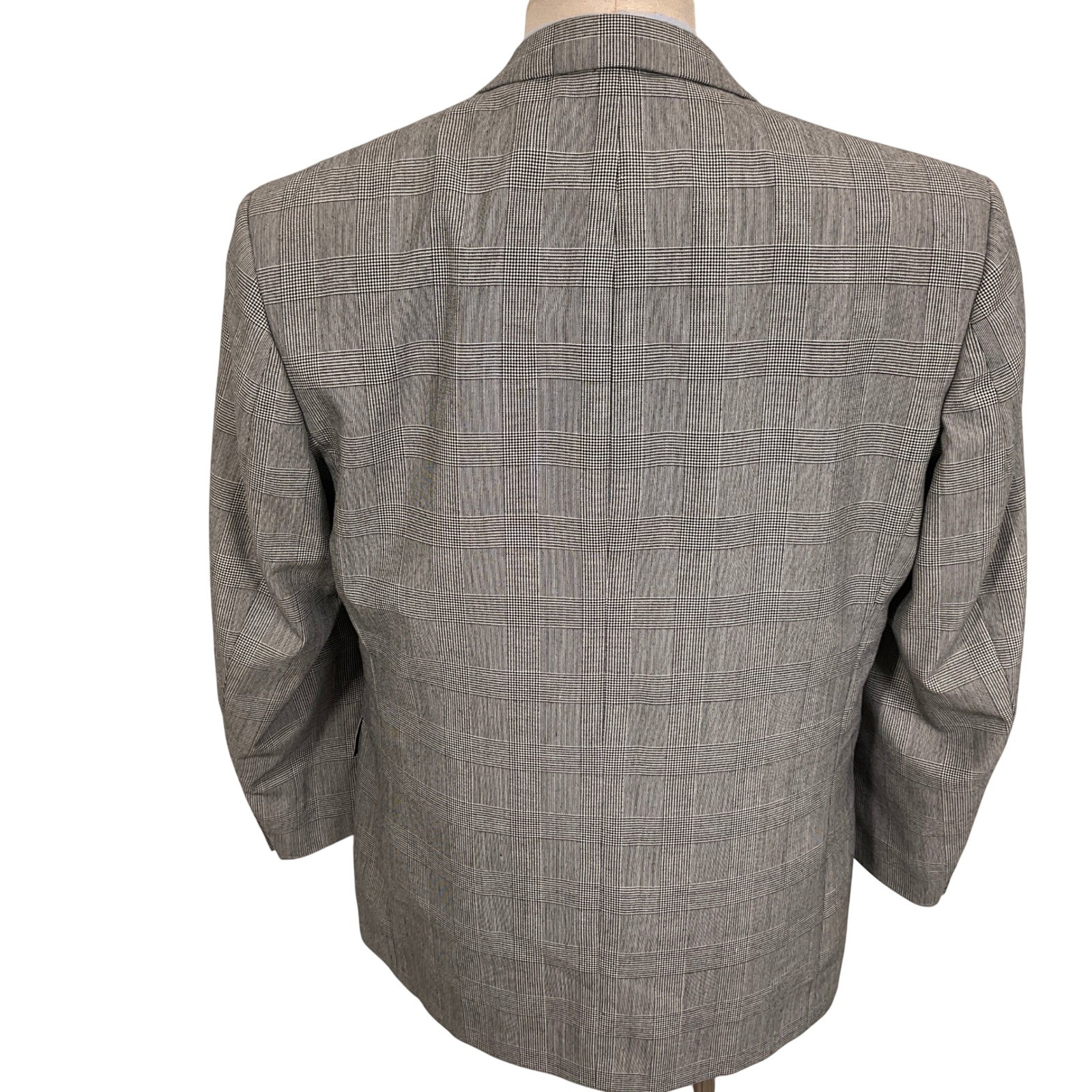 Egon von Fürstenberg Suit Mens 42R 35W 29L Gray Black Plaid Double Breasted VTG