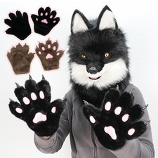Cosplay Costume Gloves Plush Cat Paw Gloves Wolf Puppy Animal Claw Mittens Furry