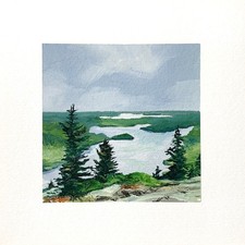 8x8 Maine Original Oil Painting Cadillac Mountain Acadia New England Art Signed