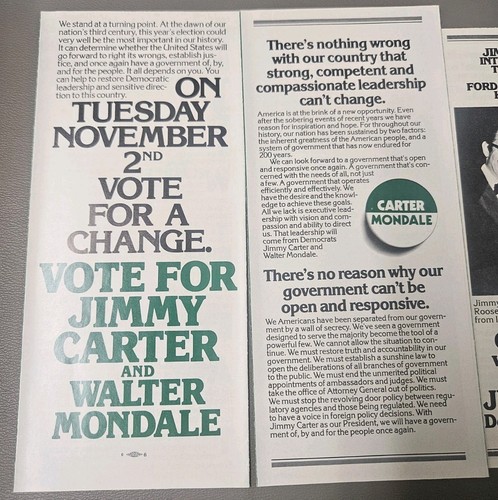 Lot Of 9 1976 Jimmy Carter W. J.C. CA Presidential Campaign Brochure Pamphlet - 第 6/10 張圖片