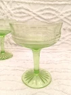 3 Vintage Anchor Hocking Green Depression Uranium " Circle King" Tall Sherbets