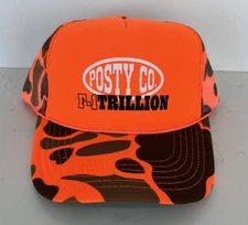 Post Malone F 1 Trillion Orange Camo Tour Snapback Mesh Trucker Hat Posty Co.
