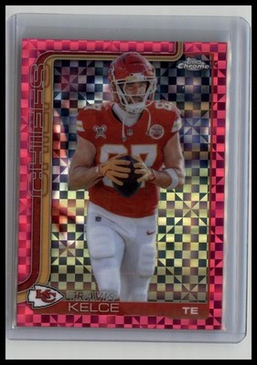 Travis Kelce 2025 Topps Chrome Hot Pink X-Fractor #150 Kansas City Chiefs