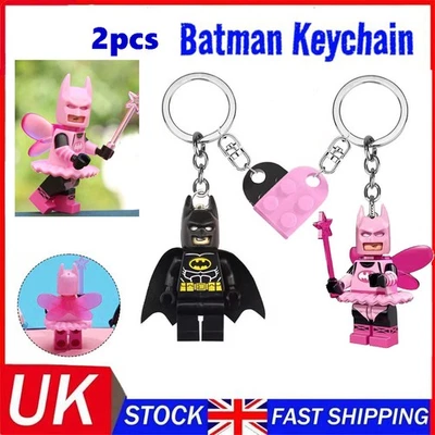 Exclusive Pink Fairy Batman Lego Keychain Anniversary Valentine Couple Gifts UK
