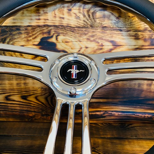 14" Leather Steering Wheel For Classic Ford Mustang GT 1967 1968 1969 Vintage - Bild 3 von 14