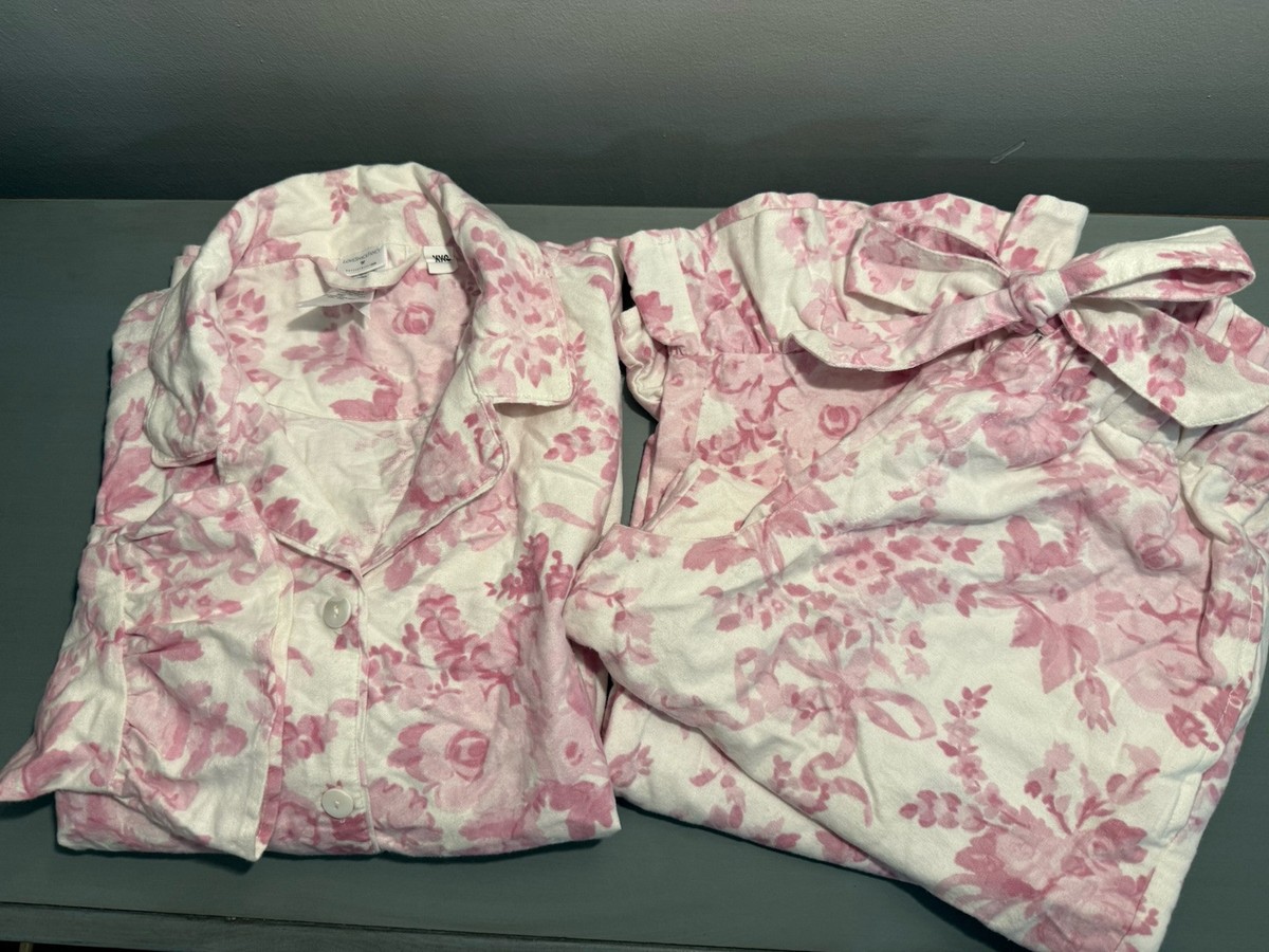 Pottery Barn Teen LoveShackFancy Flannel Pajama Set Pink XXS