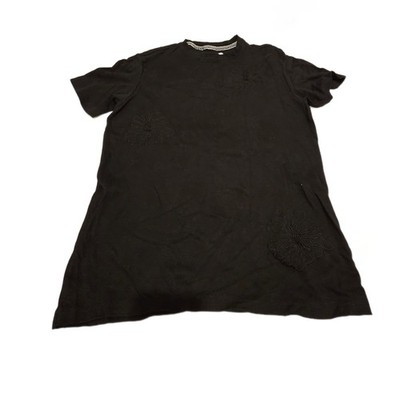 Womens Black Threadbare Floral Stitch Tshirt Size-Small Regular Fit Preloved