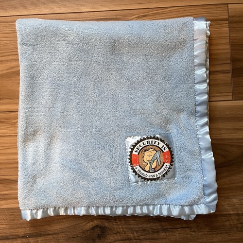 Peanuts Linus Blue Satin Trim Baby Blanket Plush Security Is A Thumb Lovey