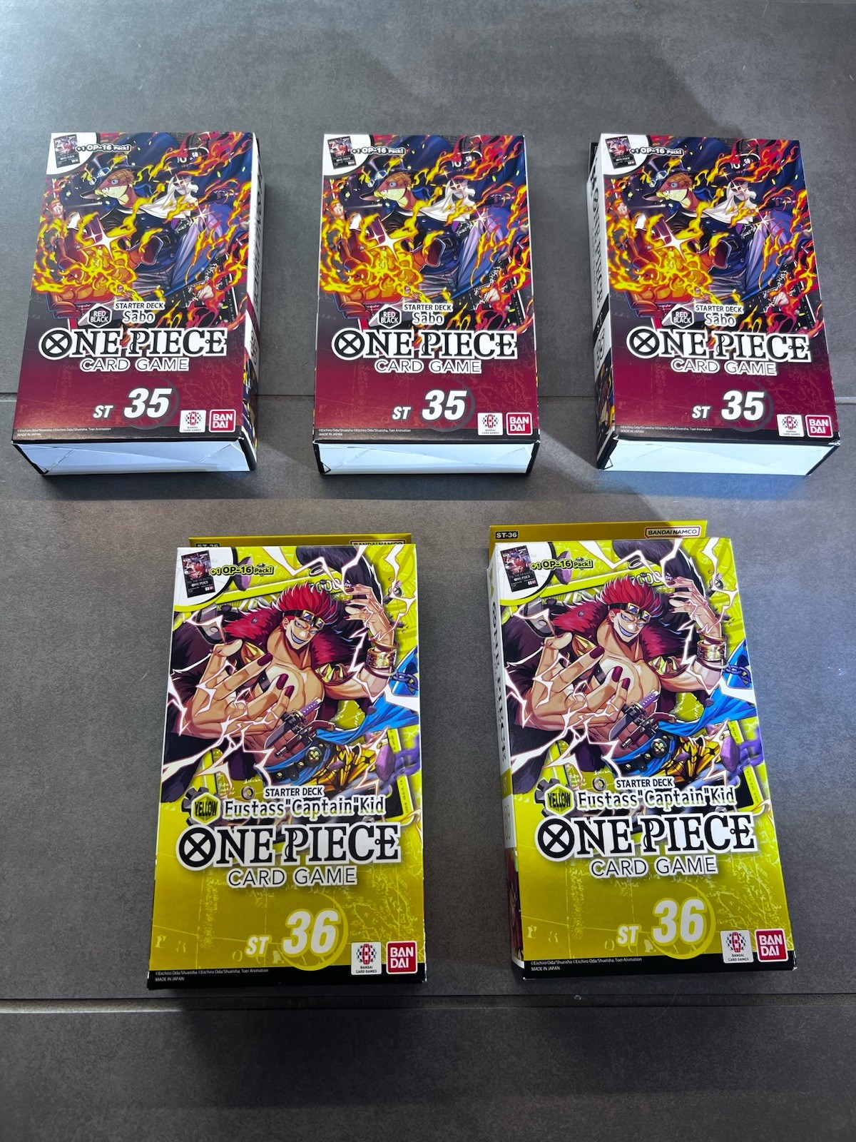 One Piece OP16 ST 35 Sabo and ST 36 Eustass Captain Kid Starter Decks x5 Lot