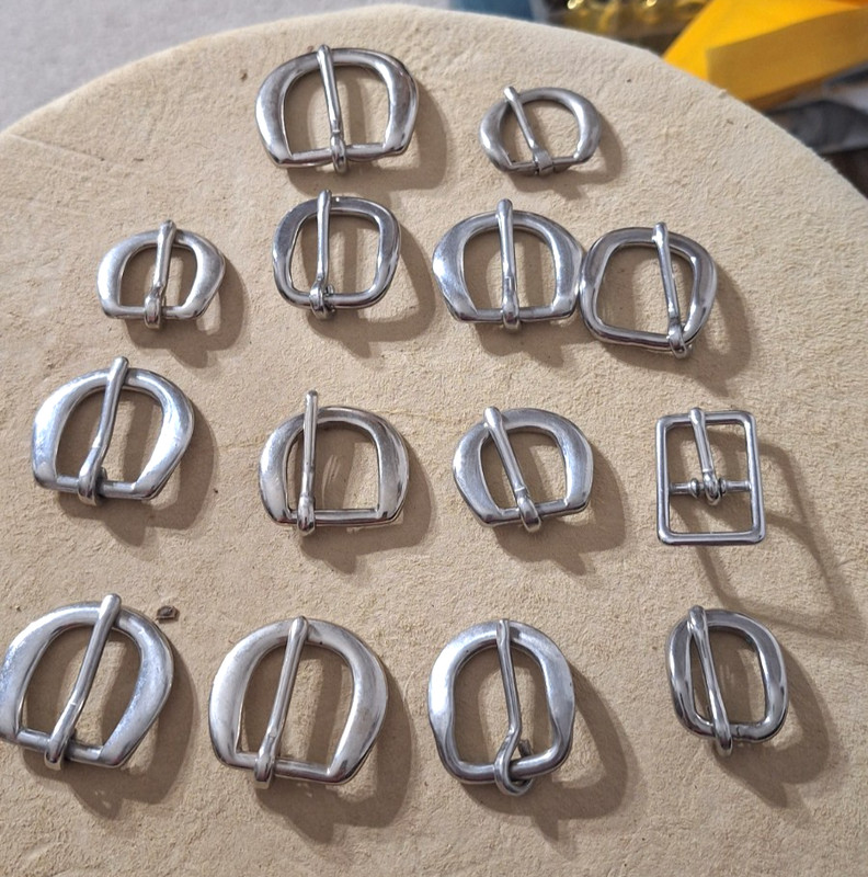14 LEATHER CRAFT BUCKLES MOST ARE NEW MOST ARE 5/8" 1 IS SOLID BRASS