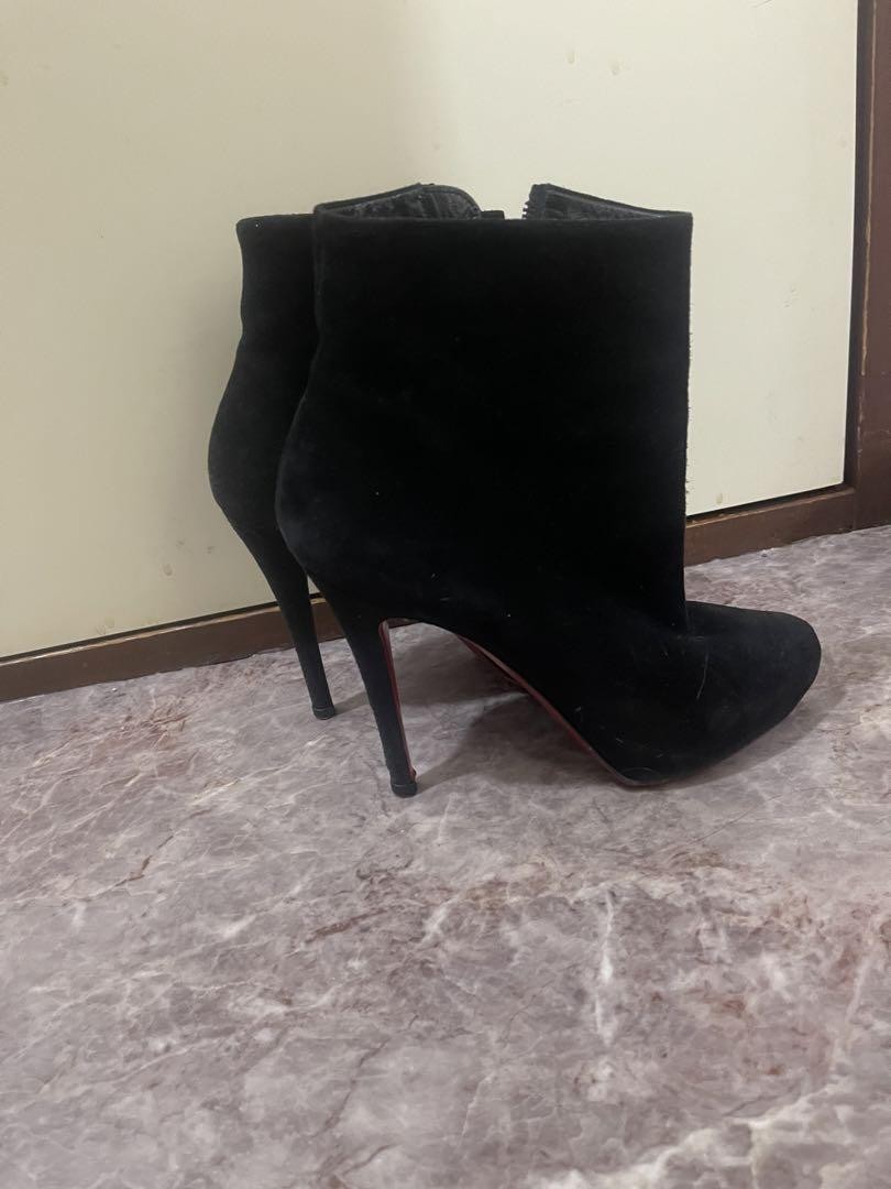 Christian Louboutin Heel Boots Shoes Women Size 38 Black Genuine