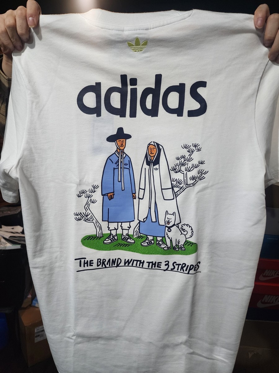 Adidas Korea Exclusive Label GFX Tee White Men's Size M Korean
