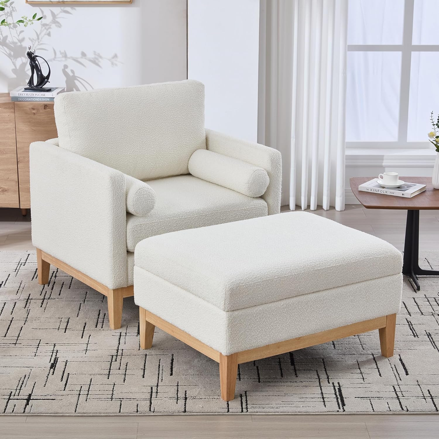 With Ottoman & Reversible Lid Coffee Table Storage