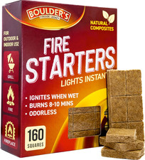 Fire Starter Cubes, 160 Pcs - Bulk Pack - Firestarter Squares for Fireplace, Fir