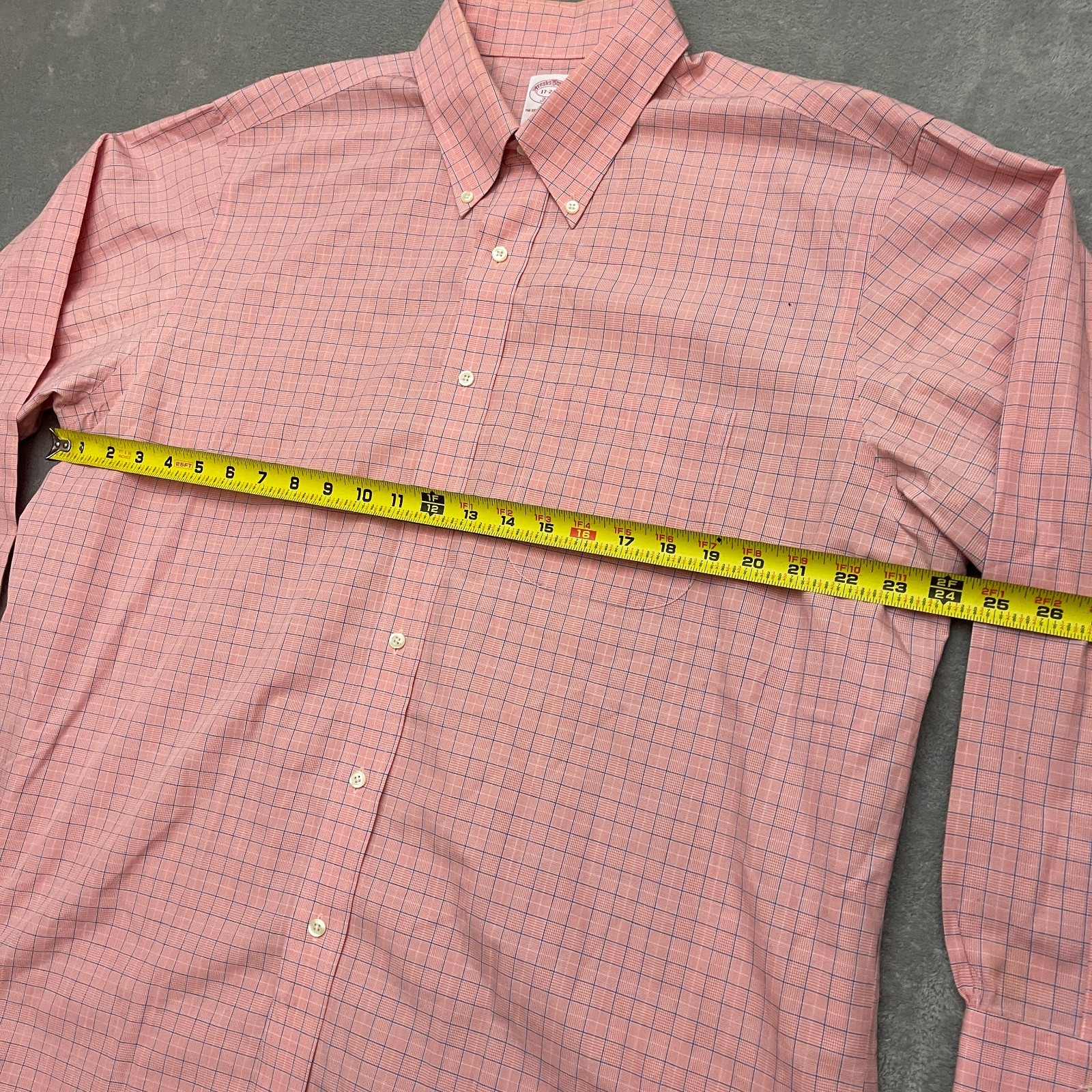 Brooks Brothers Dress Shirt 17 2/3 Regent Pink Check Button Down Pocket Cotton thumbnail 6