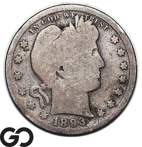 1893-S Barber Quarter, Scarcer Date San Francisco Issue
