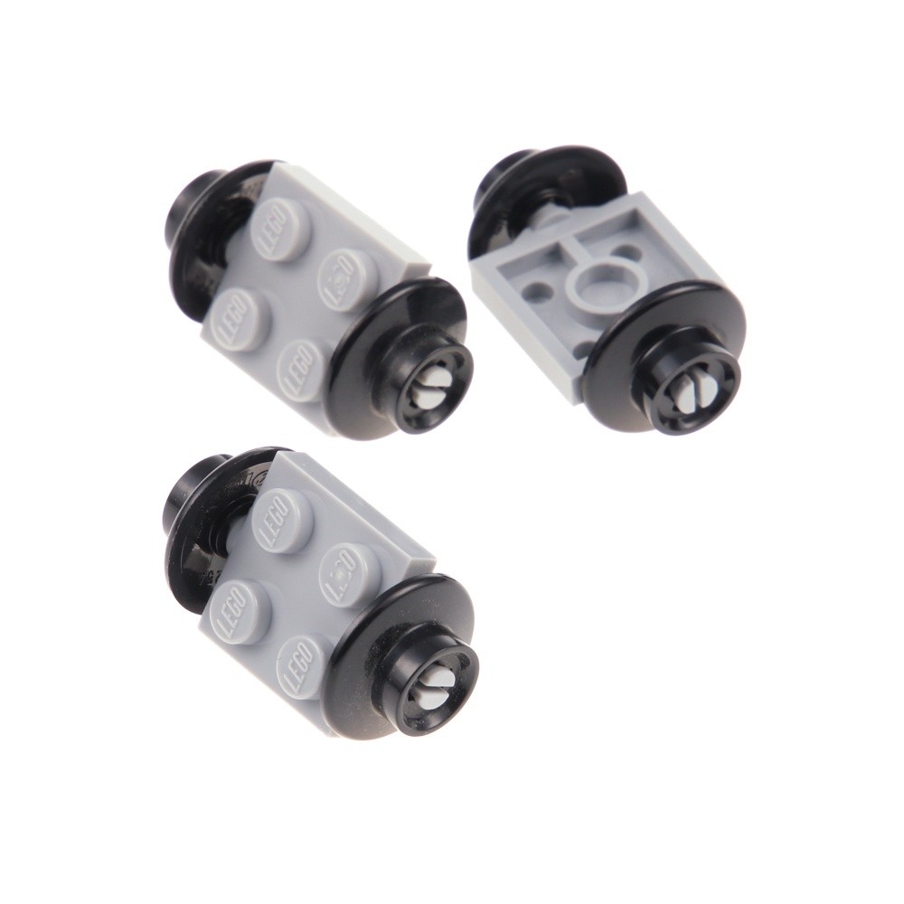 3x lego Railway Axis 2x2 Neu-Hell Grey Wheel Black Cross Rim Train 4600 50254