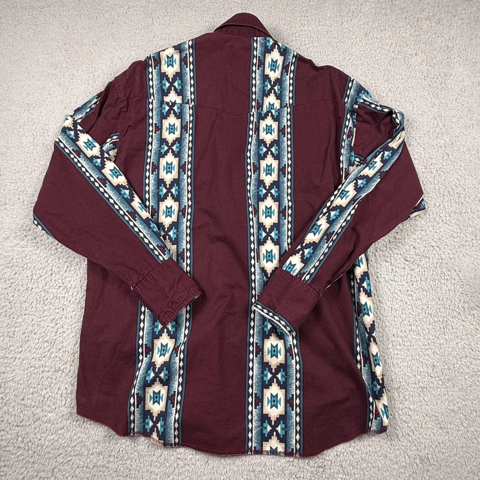 Camisa Wrangler De Colección Para Hombres Mediana Suroeste Perla A Presión Colas X Largas Años 90 Foto 2 de 4