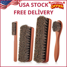 4 Pcs Shoe Brush, Boot Brush, Horse Hair Brush for Leather, Shoe Polish Brush