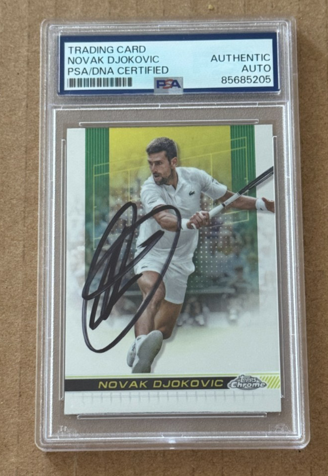 NOVAK DJOKOVIC SIGNED 2024 TOPPS CHROME TENNIS CARD PSA/DNA