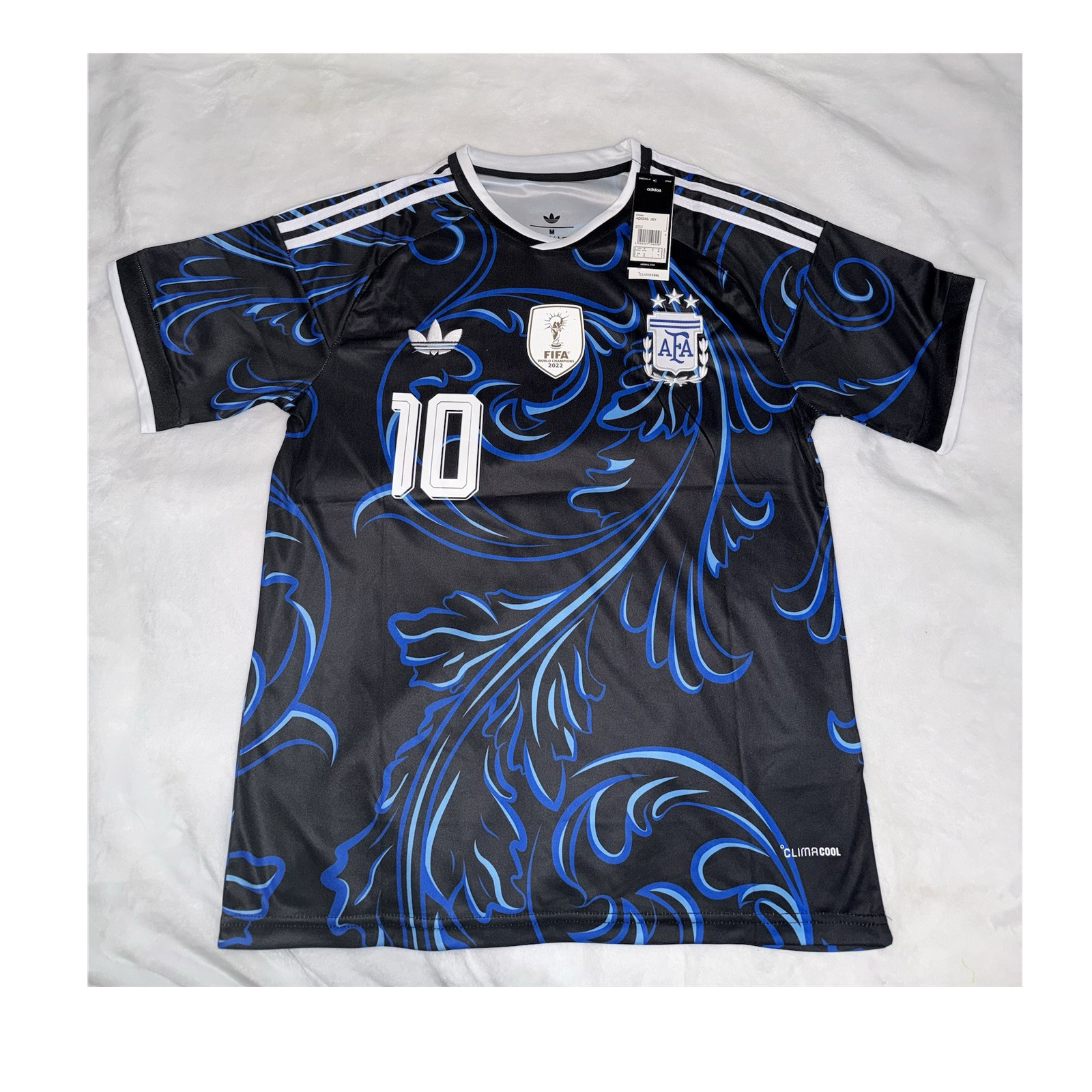 adidas Argentina Lionel Messi #10 FIFA 2022 Soccer Jersey Mens M Black Blue