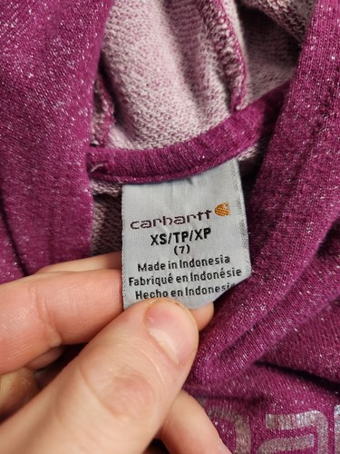 Carhartt Hoodie Sweatshirt Girls Size XS Purple Silver Sparkle Glitter Western - Picture 5 of 8
