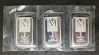 Three Mid-States Recycling & Refining 1oz Silver Bars in Plastic
