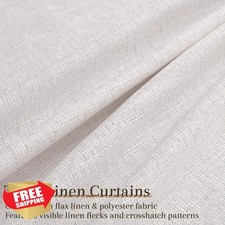 Beige White Linen Curtains 84 Inch Sliding Door Bedroom Semi Sheer 2 Panels