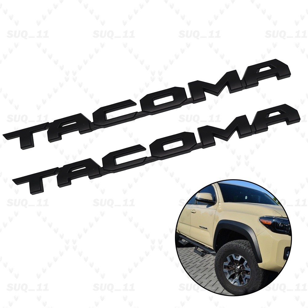 2PCS FOR TACOMA 2016-24 MATTE BLACK DOOR SIDE EMBLEM  LEFT RIGHT NAMEPLATE BADGE