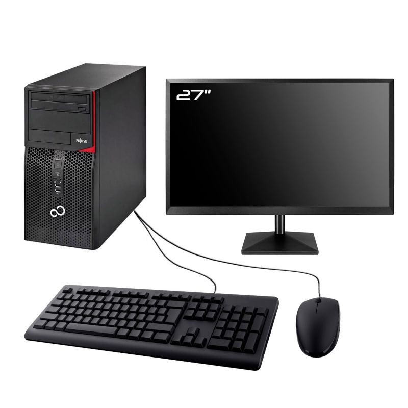 PC Fujitsu Esprimo P420 Tour Ecran 27" Intel I7-4770 RAM 8Go SSD 960Go W10 Wifi