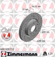 2X Zimmermann 600.3207.52 Bremsscheibe FüR Audi Seat VW