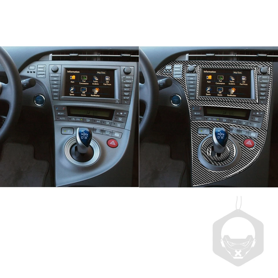 Cubierta de consola central y cambio de marcha para Toyota Prius 12-15 vinilo fibra de carbono Foto 4 de 4