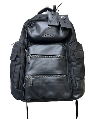 Nike Air Jordan Jumpman Leather Backpack Black Large Laptop Travel