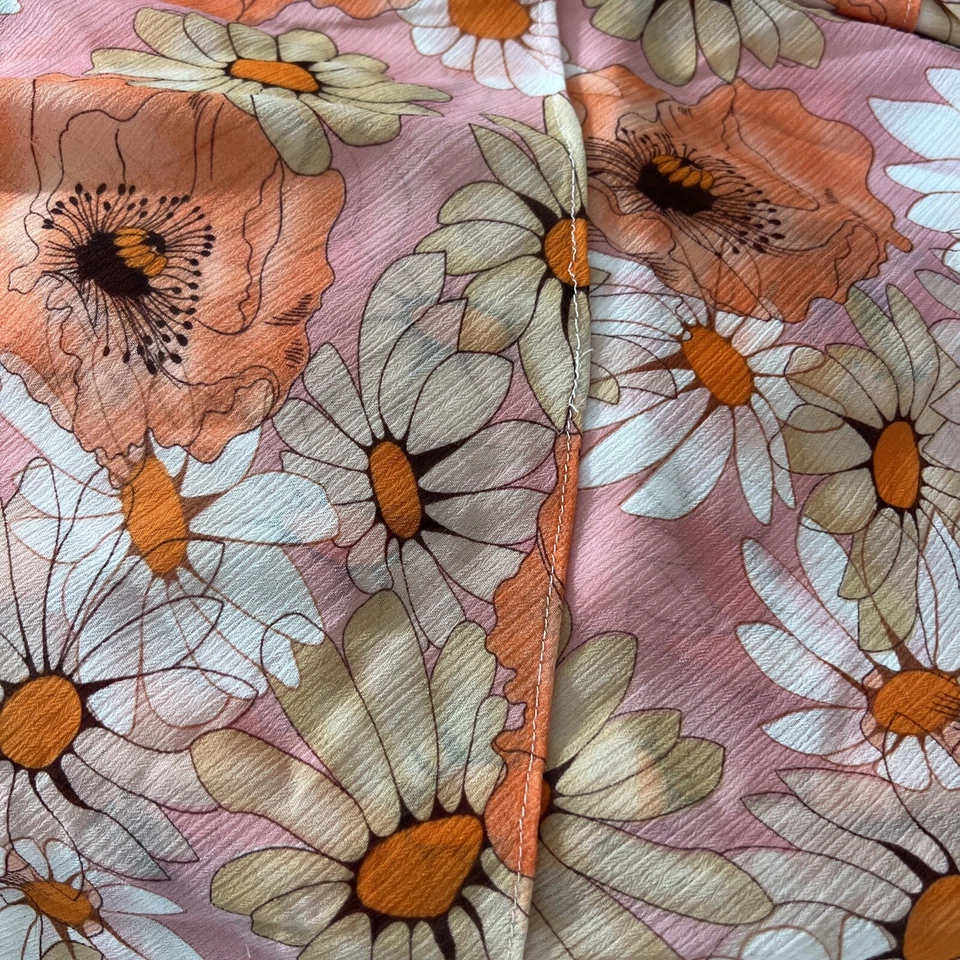 Vintage Karin Stevens Colorful Floral Sun Dress Sz 8P M Y2k Boho Asymmetric Bow - Image 3 of 4