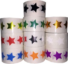 Star Shaped Stickers  0.75" Inch Wide  500 Pack  Pick One Color